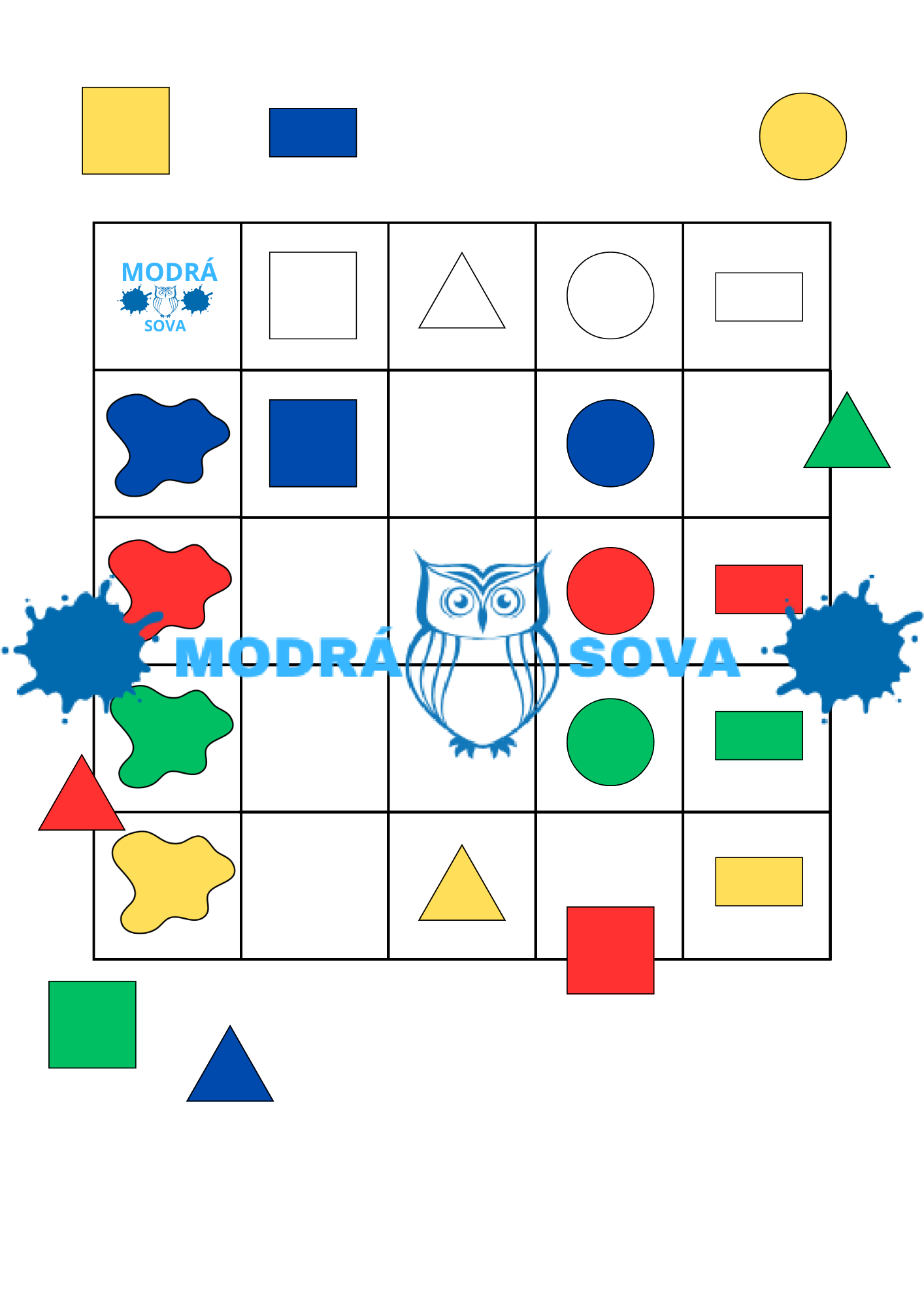 Třídění barvy a tvary (48 karet)